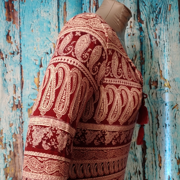 Rose+Olive long sleeve Burgundy paisley shirt - Picture 4 of 14